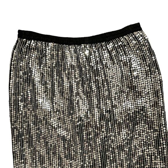 GUNIT Vintage Black/Silver Sequin Pearl Silk Skirt S - Picture 6 of 12